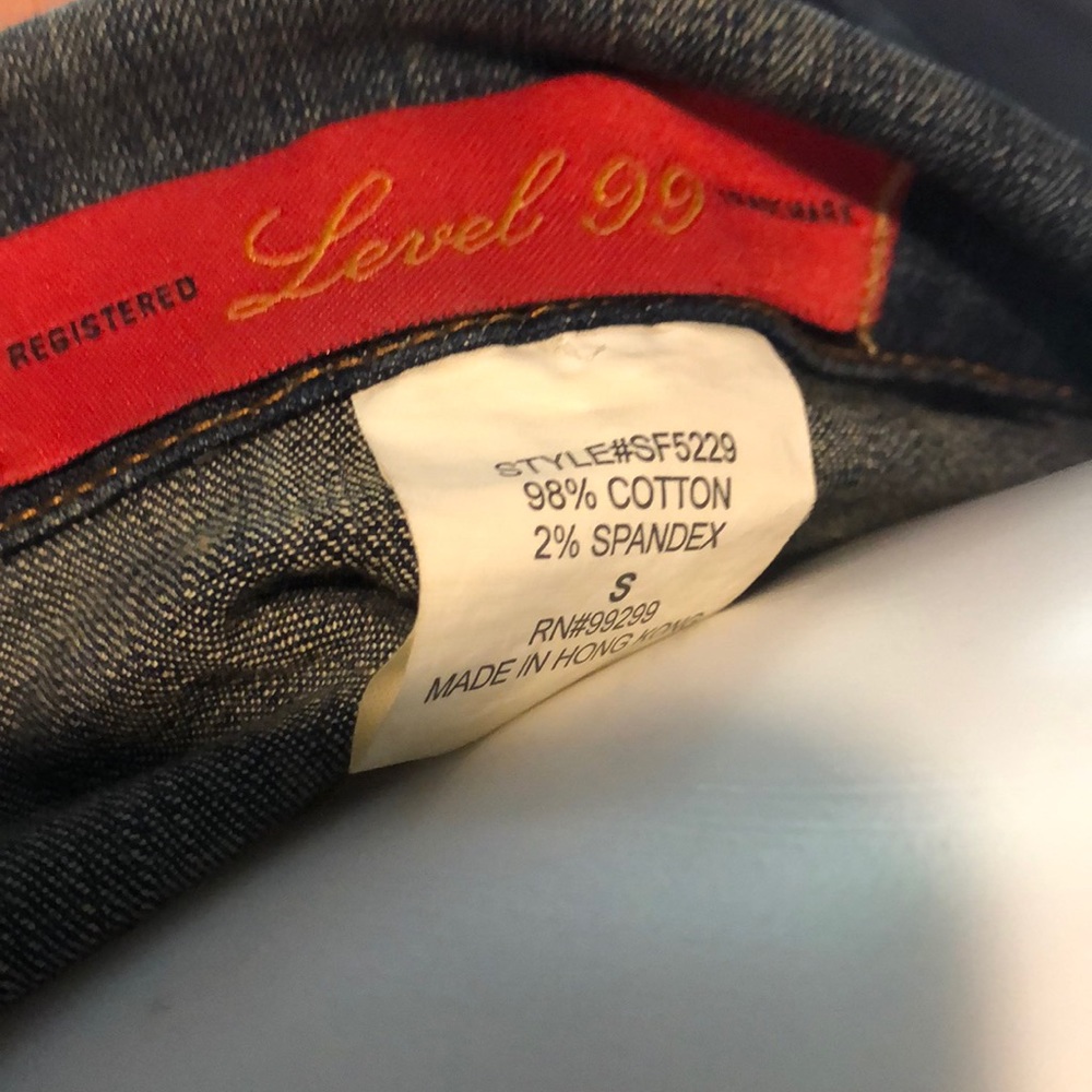 Level 99 Distressed Stretch Denim Button Blazer - Picture 5 of 7